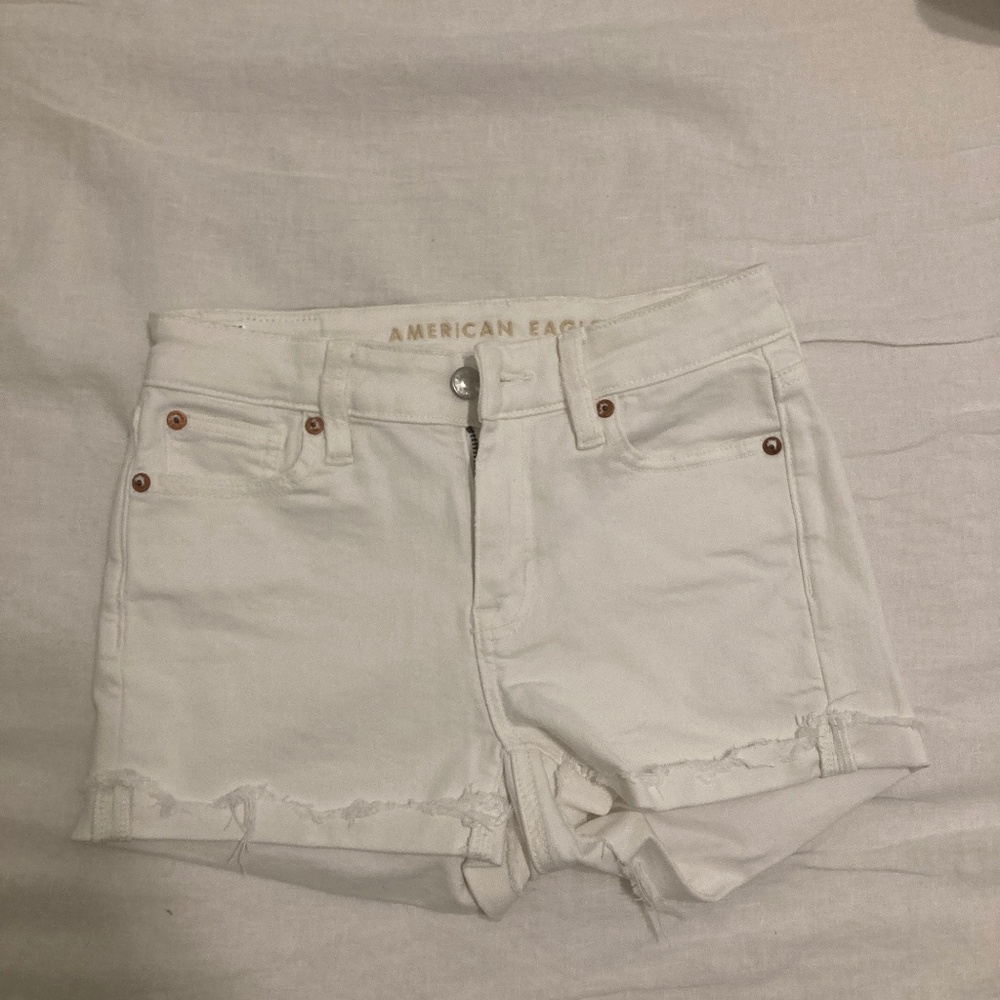 American eagle white denim shorts